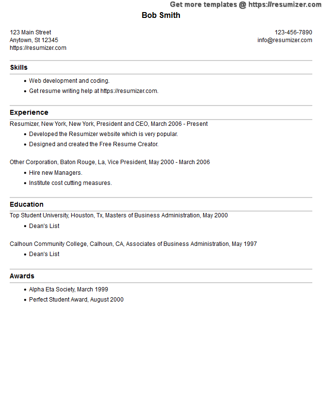 example of resume. resume style 4