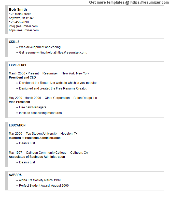 resume style 6